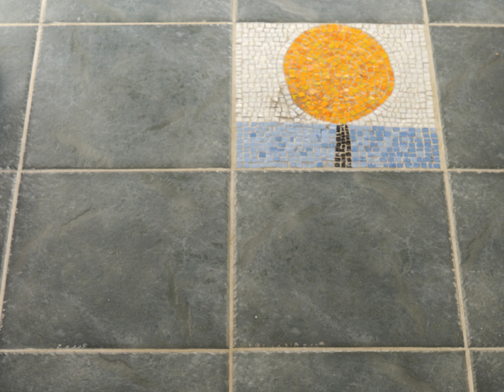 Floor mosaic, detail inspired from Paul Klee&rsquo;s painting &ldquo;Messenger of Autumn&rdquo;, 2003