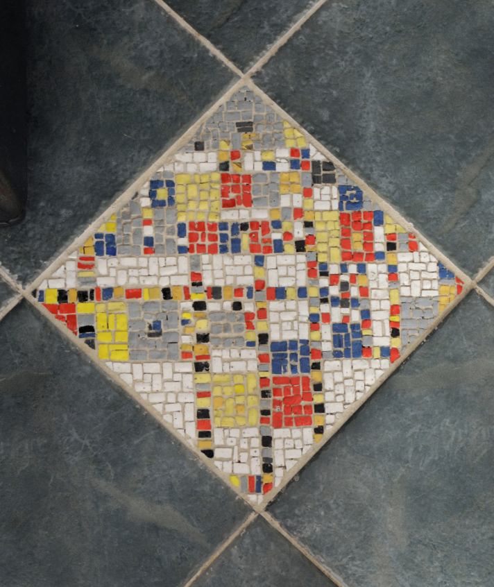 Floor mosaic, detail inspired from Piet Mondrian&rsquo;s painting &ldquo;Broadway Boogie - Woogie&rdquo;, 2003